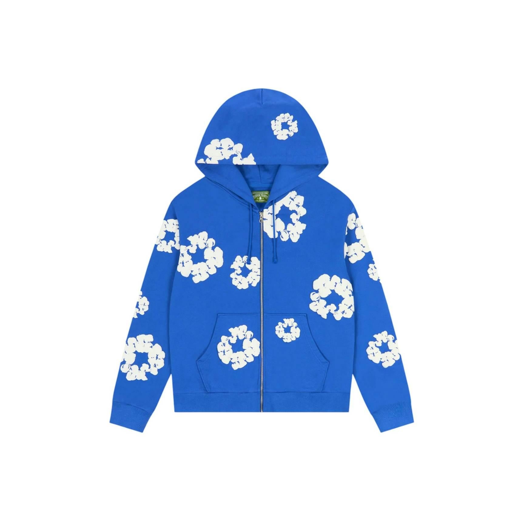 Denim Tears Cotton Wreath Zip HoodieBlue