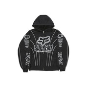 Supreme Fox Racing Zip Up Hooded Sweatshirt - Black