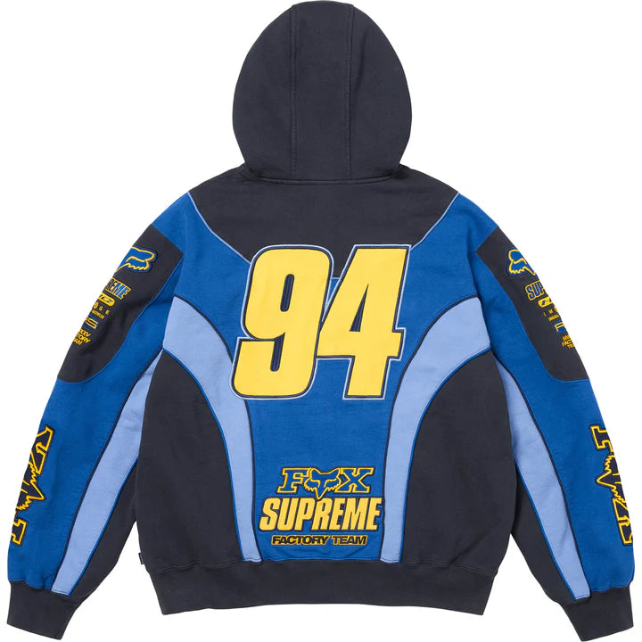 Supreme Fox Racing Zip Up Hooded Sweatshirt - Blue – Lisabona