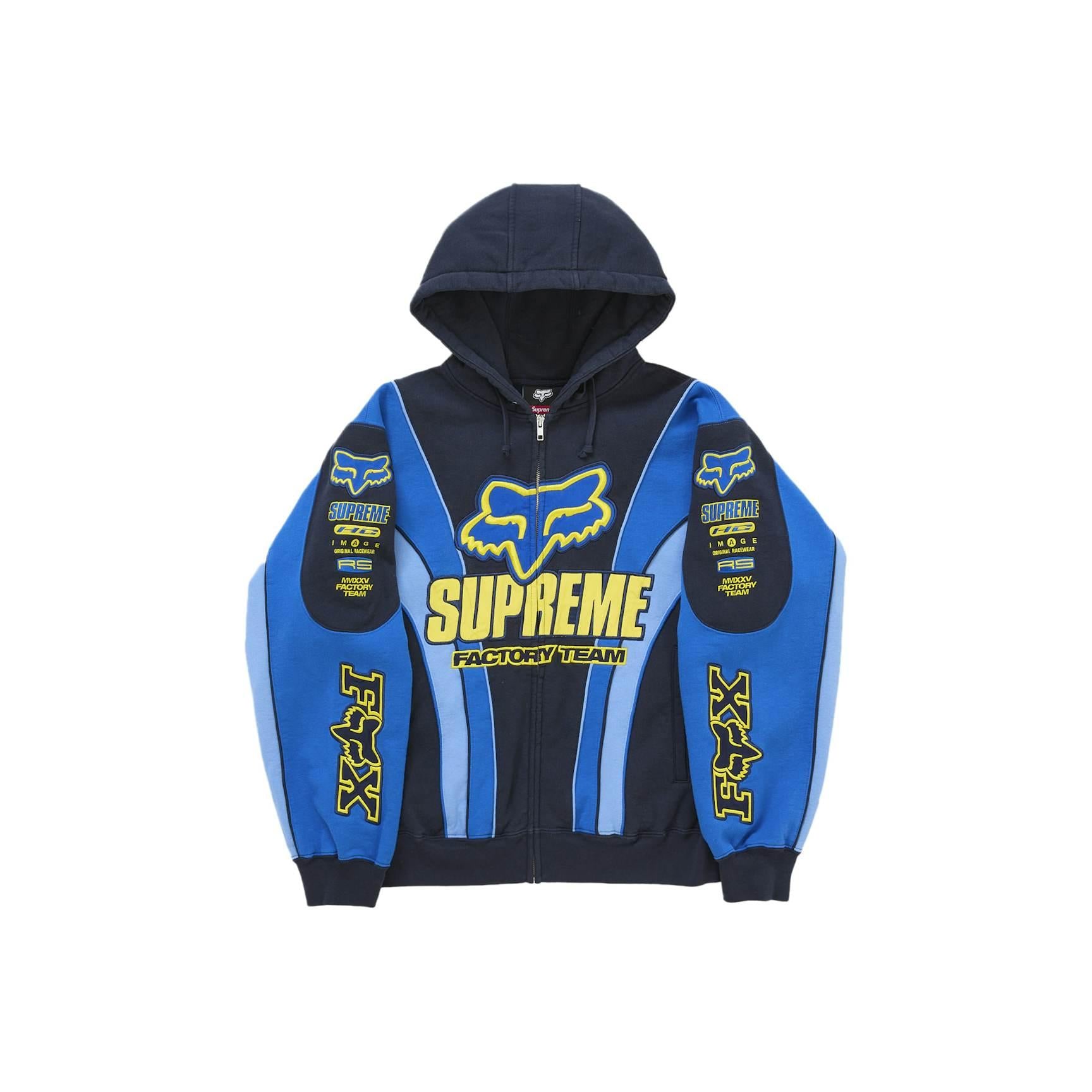 Supreme Fox Racing Zip Up Hooded Sweatshirt - Blue – Lisabona